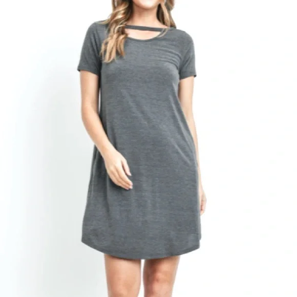 Grey Cutout Detail Shift Dress - Picture 13 of 14